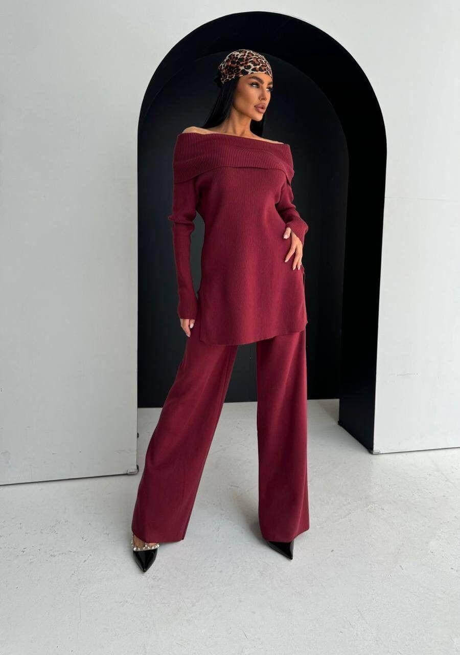 Костюм двойка в винном цвете