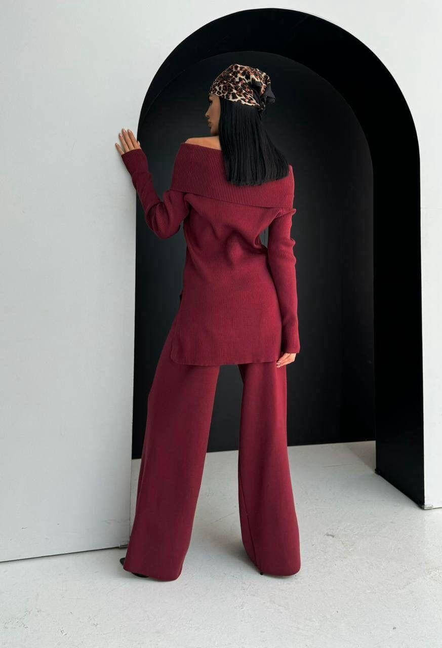 Костюм двойка в винном цвете